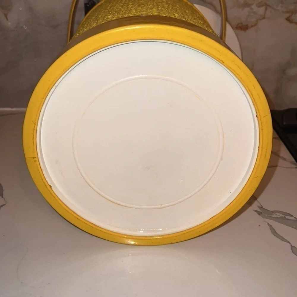 Vintage 1960’s MCM Yellow Tall Patent Yellow Mod Insulated Ice Bucket with Lid